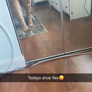 Calf high sexy heels with gems